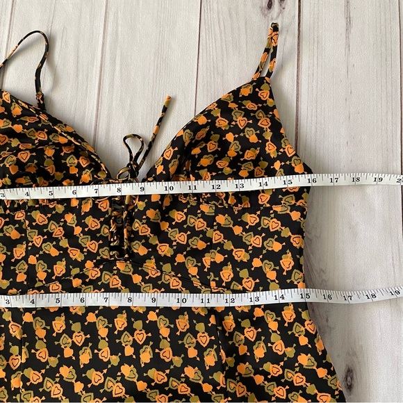 UO Mariah Lace-Up Midi Slip Dress Women’s Ladies L Heart Print Smocked Romance - Picture 9 of 12